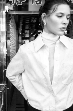COS MERINO WOOL TURTLENECK TOP WHITE
