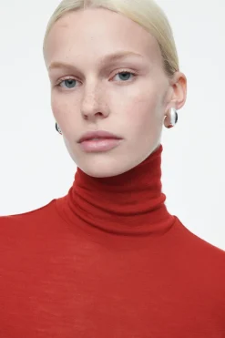 COS MERINO WOOL TURTLENECK TOP RED