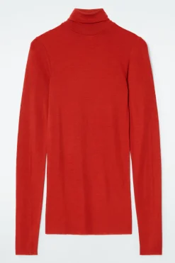 COS MERINO WOOL TURTLENECK TOP RED