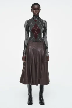 Hot COS MERINO WOOL TURTLENECK TOP GRAY / ARGYLE