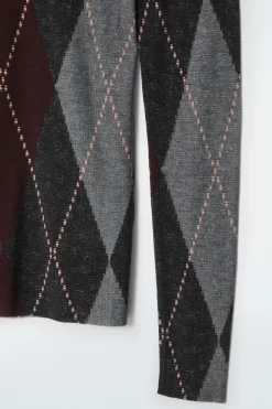 Hot COS MERINO WOOL TURTLENECK TOP GRAY / ARGYLE