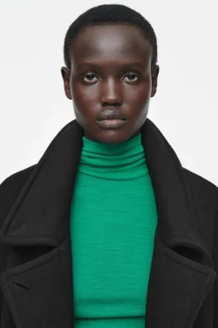 New COS MERINO WOOL TURTLENECK TOP GREEN