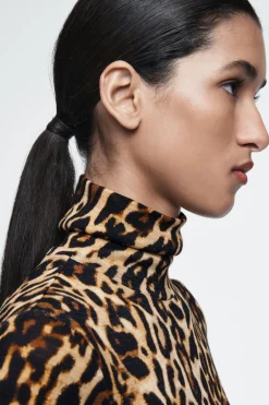 Hot COS MERINO WOOL TURTLENECK TOP LEOPARD