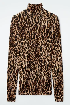 Hot COS MERINO WOOL TURTLENECK TOP LEOPARD