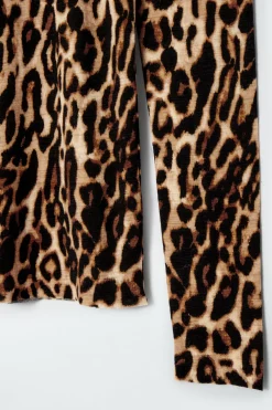 Hot COS MERINO WOOL TURTLENECK TOP LEOPARD