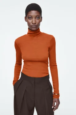 Discount COS MERINO WOOL TURTLENECK TOP ORANGE