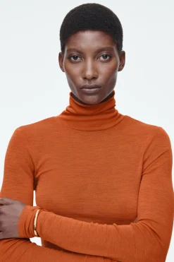 Discount COS MERINO WOOL TURTLENECK TOP ORANGE