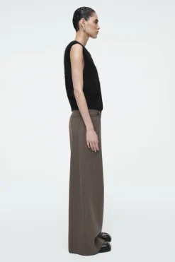 Clearance COS MERINO WOOL-BLEND WIDE-LEG PANTS BROWN