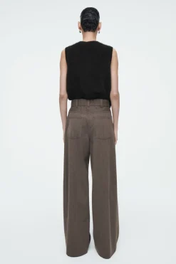 Clearance COS MERINO WOOL-BLEND WIDE-LEG PANTS BROWN