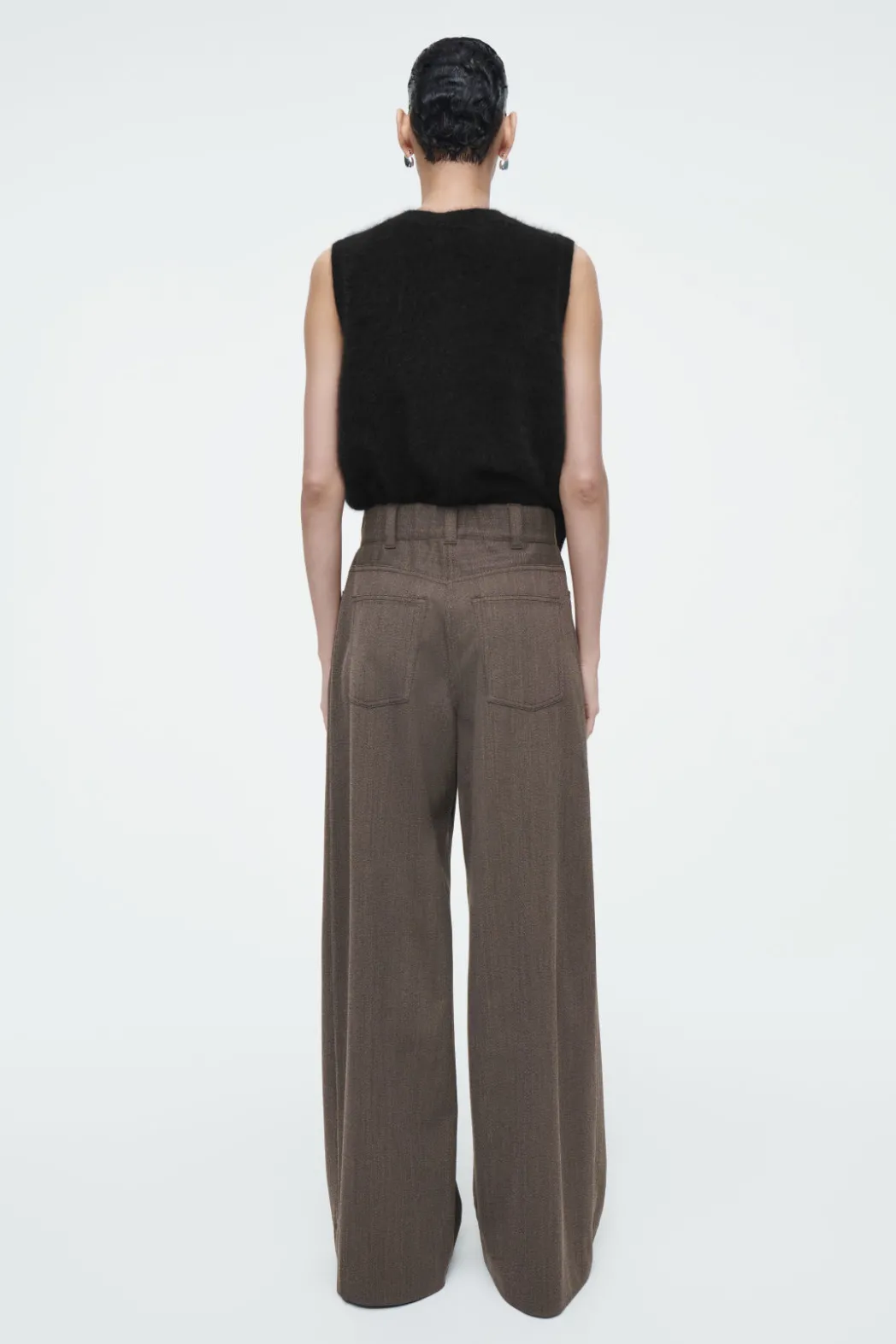 Clearance COS MERINO WOOL-BLEND WIDE-LEG PANTS BROWN