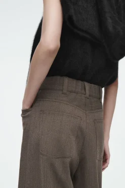 Clearance COS MERINO WOOL-BLEND WIDE-LEG PANTS BROWN