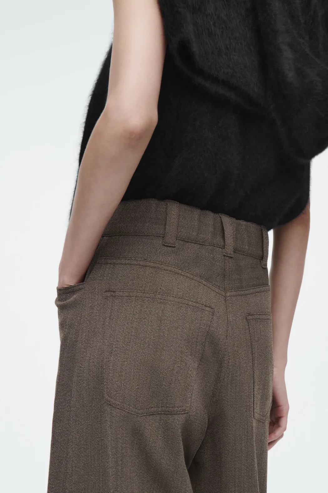 Clearance COS MERINO WOOL-BLEND WIDE-LEG PANTS BROWN