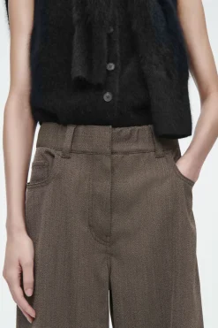 Clearance COS MERINO WOOL-BLEND WIDE-LEG PANTS BROWN