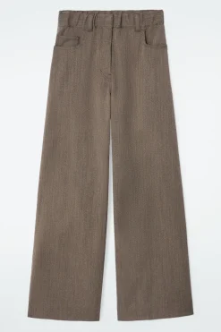Clearance COS MERINO WOOL-BLEND WIDE-LEG PANTS BROWN