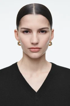 Clearance COS MINI CHUNKY SQUARED HOOP EARRINGS GOLD