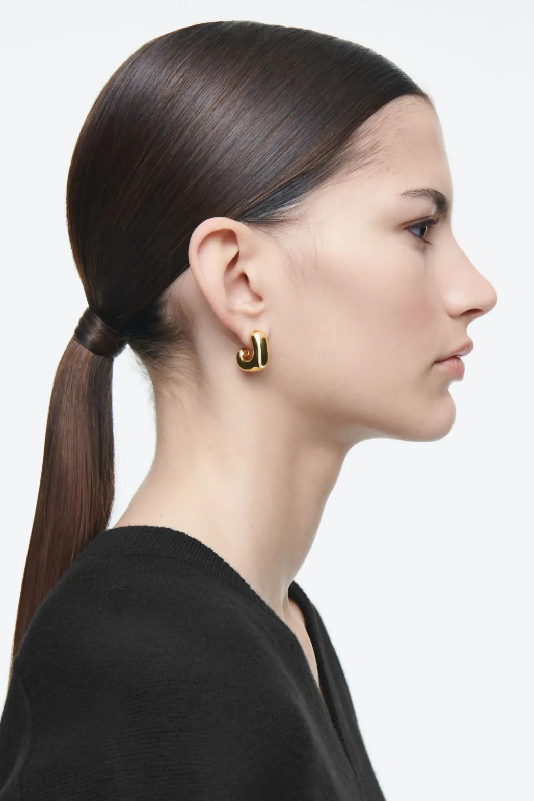 Clearance COS MINI CHUNKY SQUARED HOOP EARRINGS GOLD