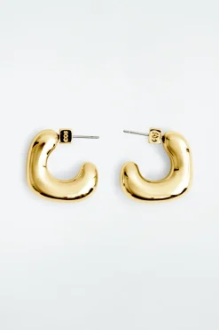 Clearance COS MINI CHUNKY SQUARED HOOP EARRINGS GOLD