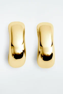 Clearance COS MINI CHUNKY SQUARED HOOP EARRINGS GOLD
