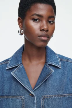 Best COS MINI DENIM SHIRT DRESS BLUE