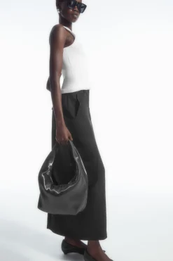 Discount COS MINI SLING HIGH-SHINE SHOULDER BAG NAVY
