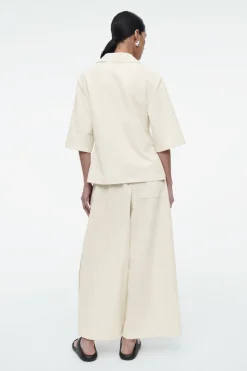 New COS MINIMAL COTTON-JERSEY POLO SHIRT ECRU
