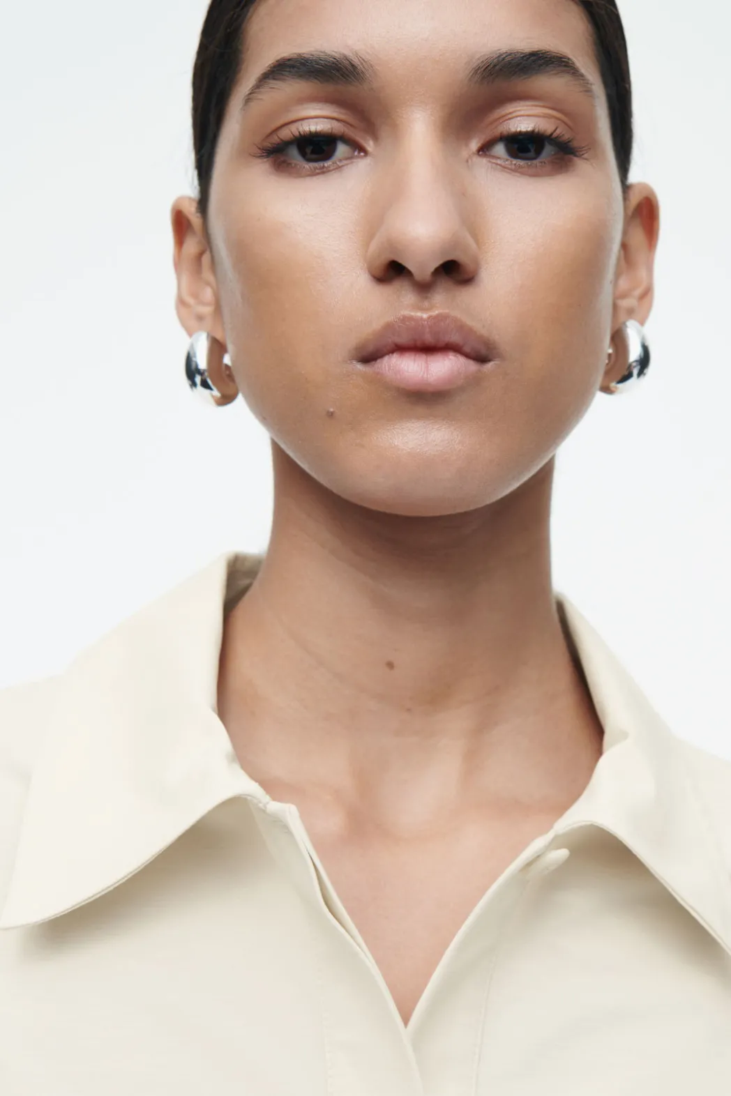New COS MINIMAL COTTON-JERSEY POLO SHIRT ECRU