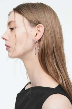 Best COS MISMATCHED BOW EARRINGS SILVER