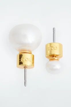 Best COS MISMATCHED FRESHWATER PEARL STUD EARRINGS GOLD