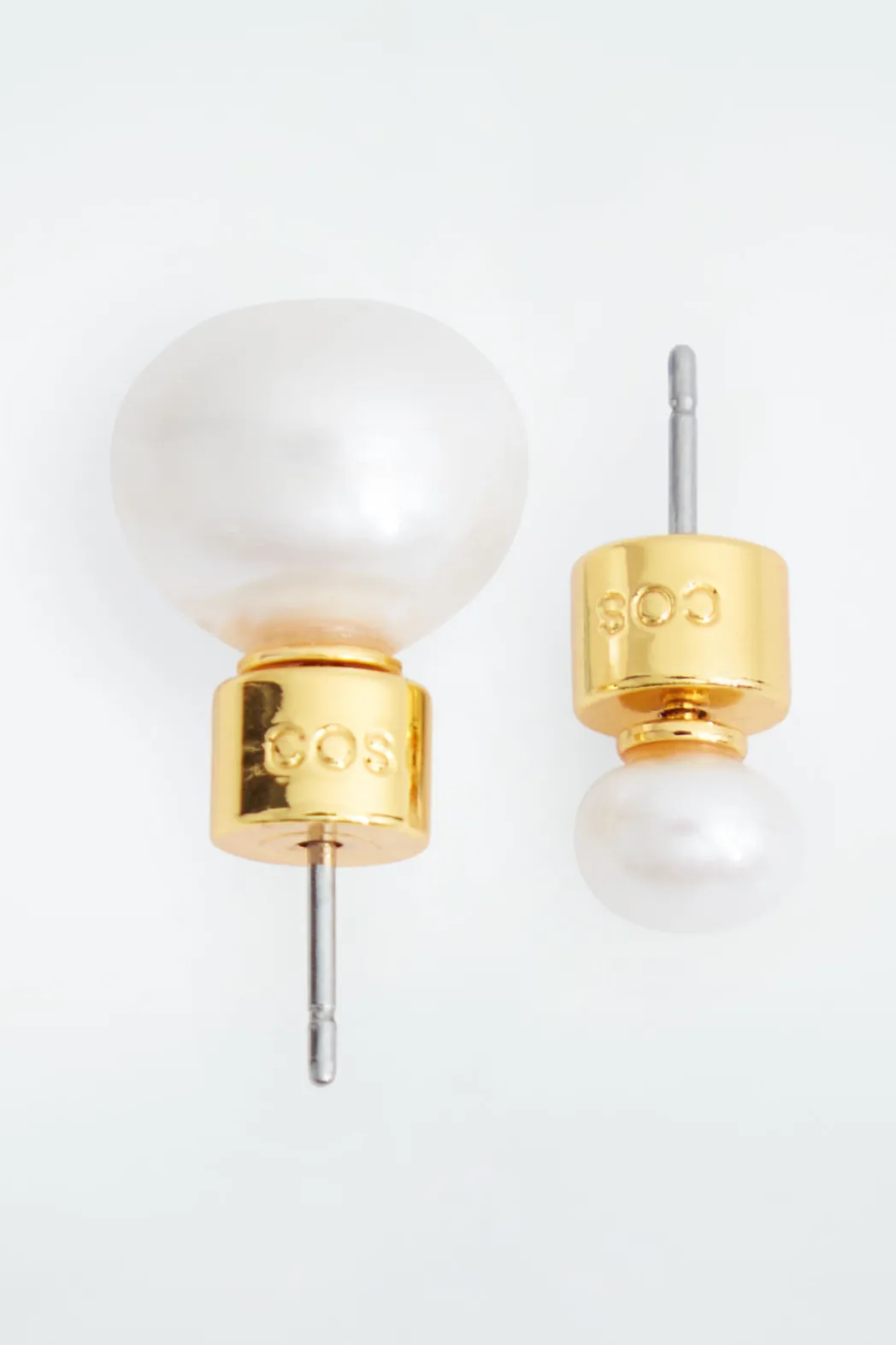 Best COS MISMATCHED FRESHWATER PEARL STUD EARRINGS GOLD