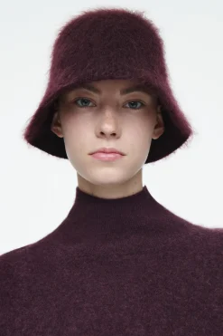 Hot COS MOHAIR BUCKET HAT BURGUNDY
