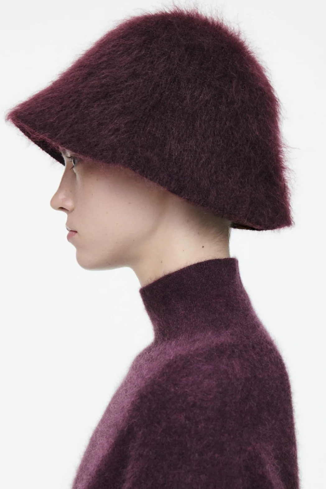 Hot COS MOHAIR BUCKET HAT BURGUNDY