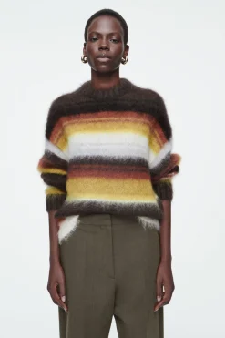 Best COS MOHAIR CREW-NECK SWEATER BROWN / STRIPED