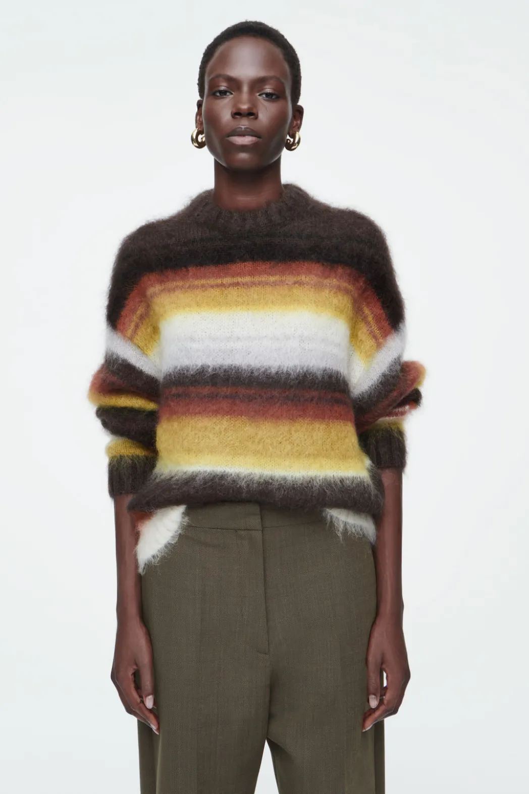 Best COS MOHAIR CREW-NECK SWEATER BROWN / STRIPED