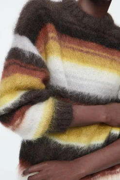 Best COS MOHAIR CREW-NECK SWEATER BROWN / STRIPED