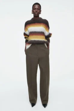 Best COS MOHAIR CREW-NECK SWEATER BROWN / STRIPED