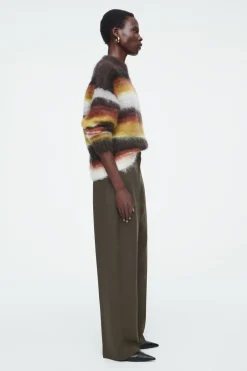 Best COS MOHAIR CREW-NECK SWEATER BROWN / STRIPED
