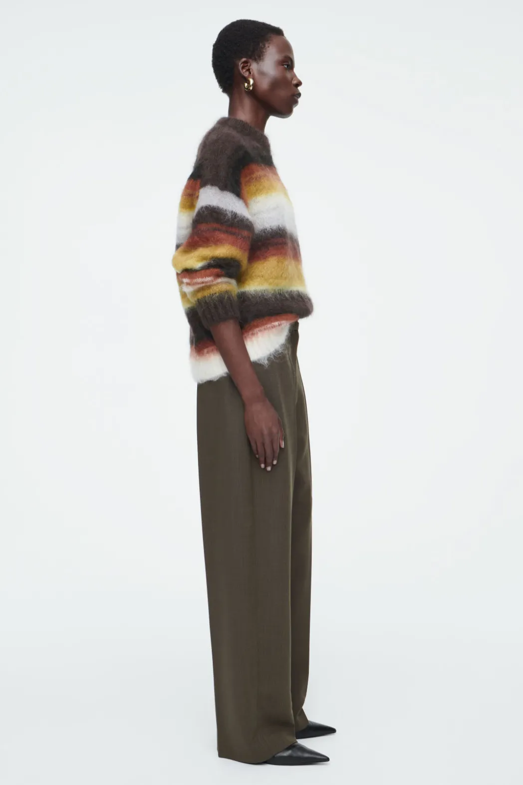 Best COS MOHAIR CREW-NECK SWEATER BROWN / STRIPED