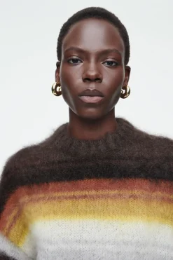 Best COS MOHAIR CREW-NECK SWEATER BROWN / STRIPED