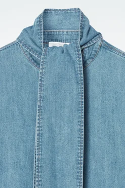 Discount COS NECK-TIE DENIM BLOUSE DUSTY BLUE