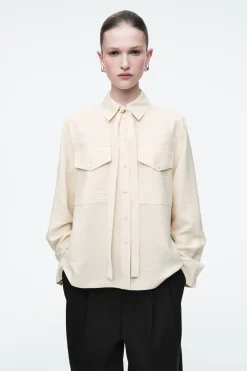 Sale COS NECK-TIE SHIRT ECRU