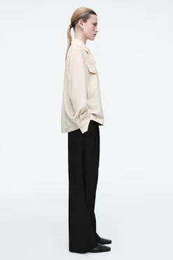 Sale COS NECK-TIE SHIRT ECRU