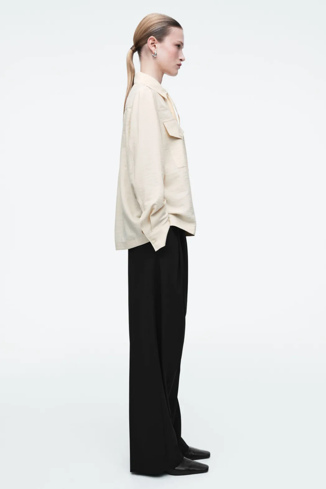 Sale COS NECK-TIE SHIRT ECRU