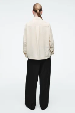 Sale COS NECK-TIE SHIRT ECRU