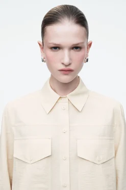 Sale COS NECK-TIE SHIRT ECRU