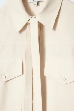 Sale COS NECK-TIE SHIRT ECRU