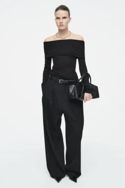 Online COS OFF-THE-SHOULDER MERINO WOOL TOP BLACK