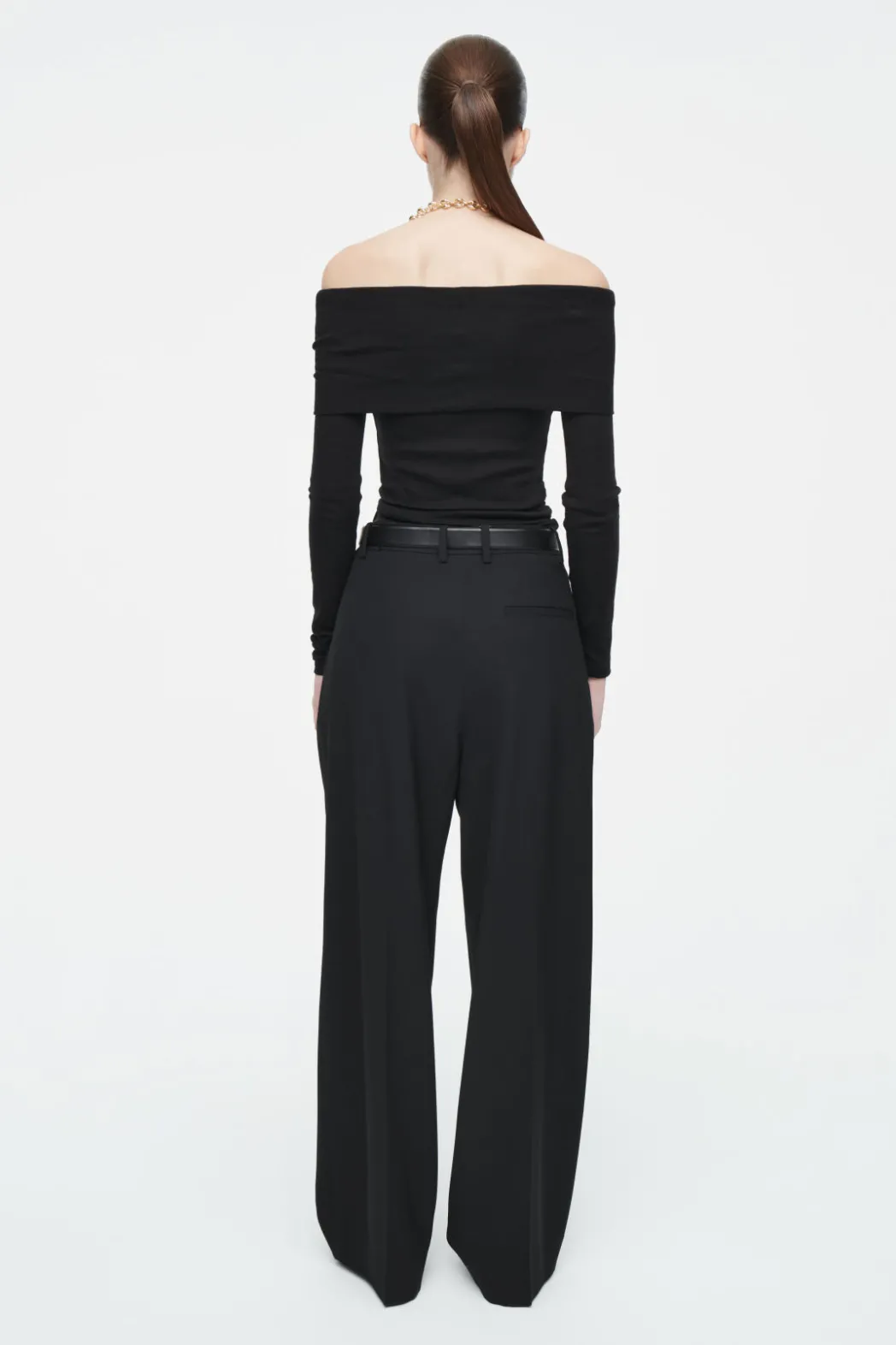 Online COS OFF-THE-SHOULDER MERINO WOOL TOP BLACK