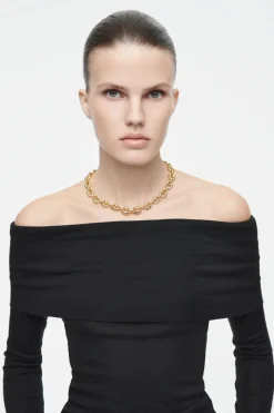 Online COS OFF-THE-SHOULDER MERINO WOOL TOP BLACK
