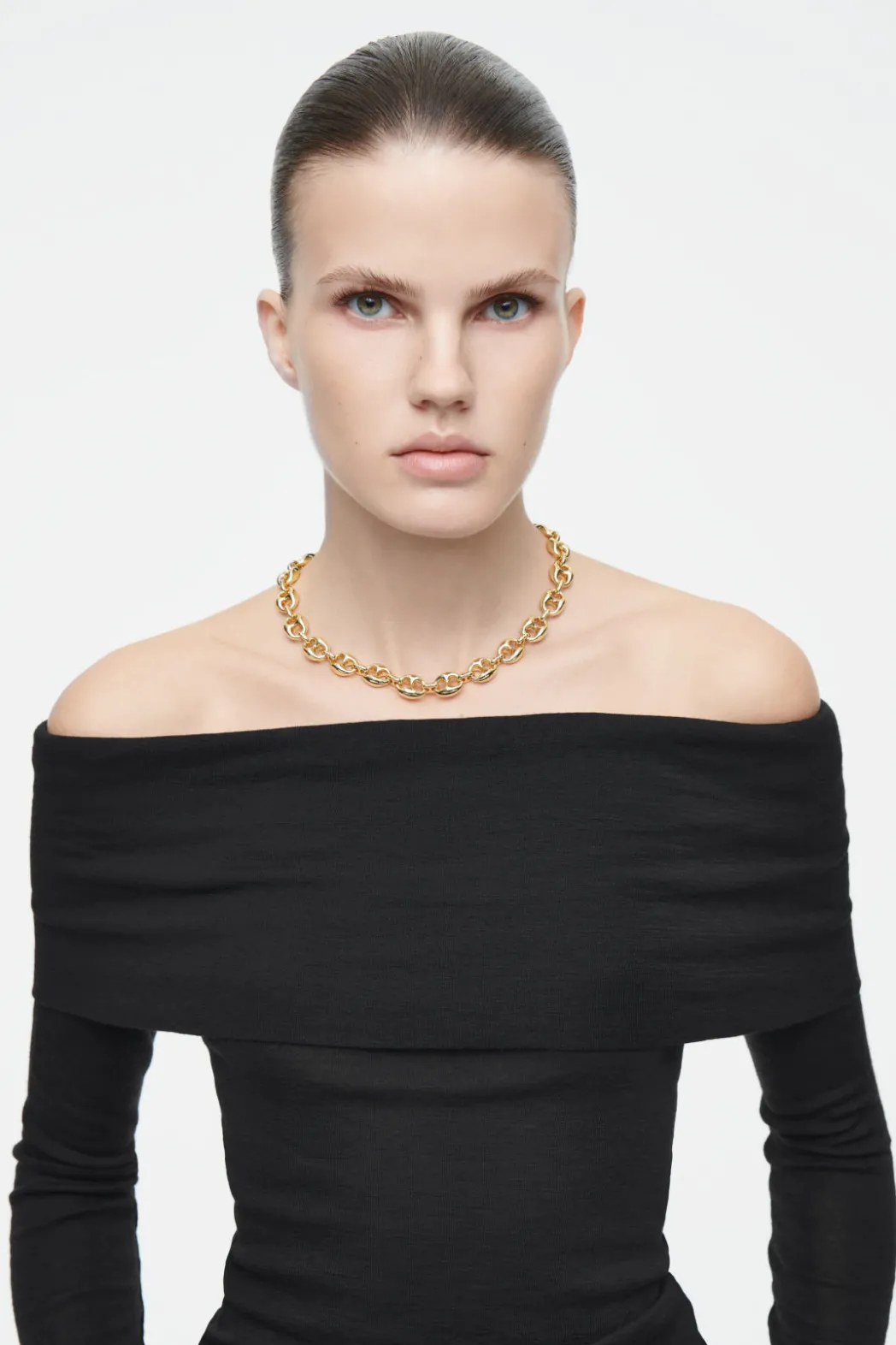 Online COS OFF-THE-SHOULDER MERINO WOOL TOP BLACK