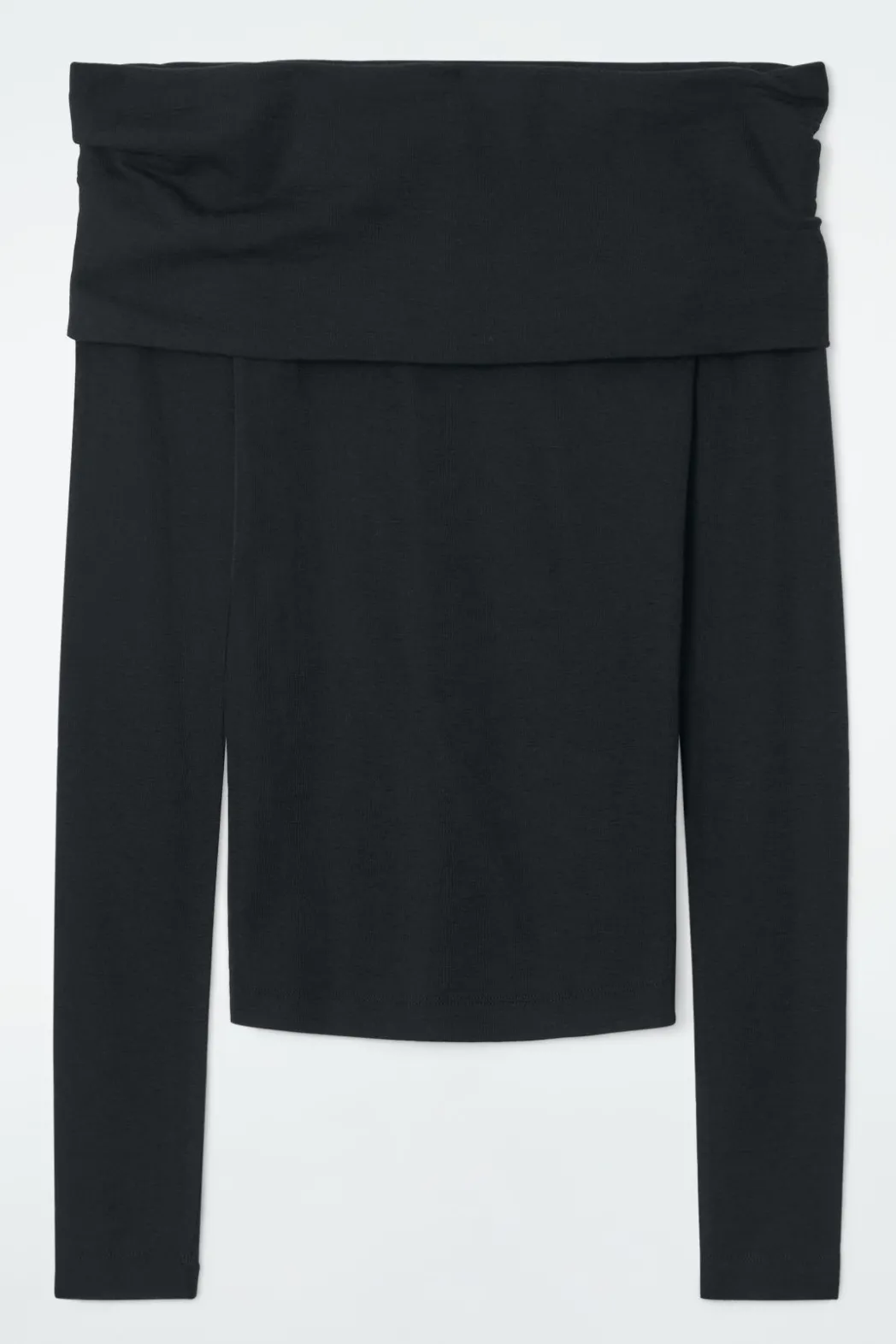 Online COS OFF-THE-SHOULDER MERINO WOOL TOP BLACK